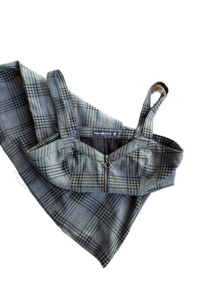 Abercrombie and Fitch Plaid Mini Academia Dress Gray... - Picture 2 of 4